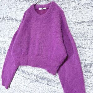 Shaggy Knit Cropped Sweater Purple